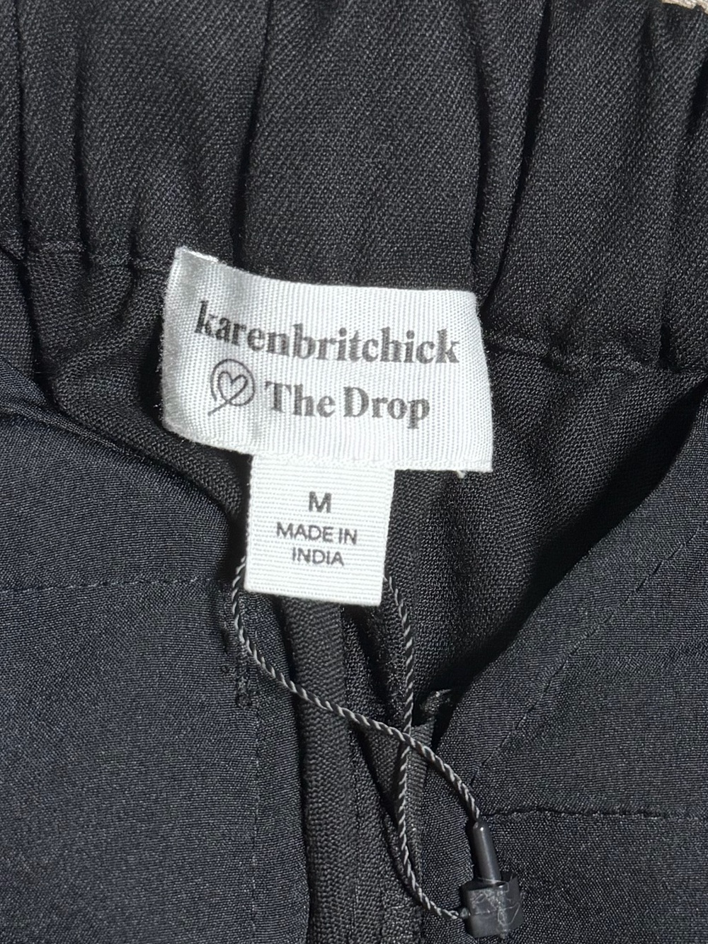 The Drop KarenBritChick Black Cargo Pants Asymmetrical Wide Leg M Utility - Picture 3 of 14